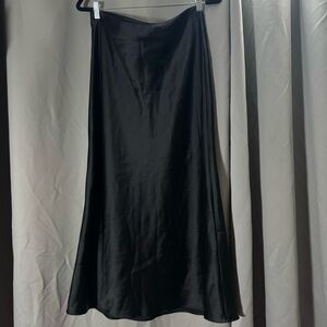 Zara Black Satin Midi Skirt